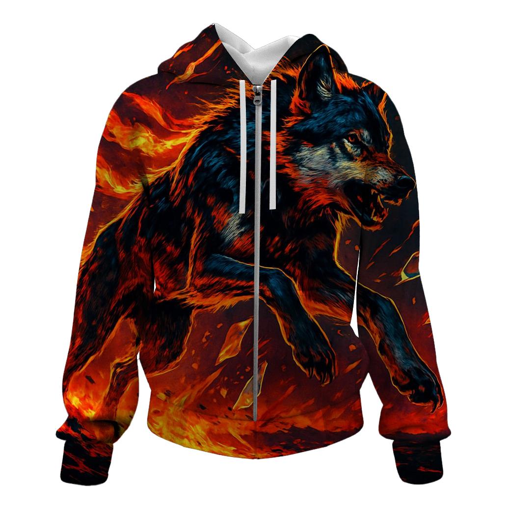 Primal Flame Rider embroidered hoodies