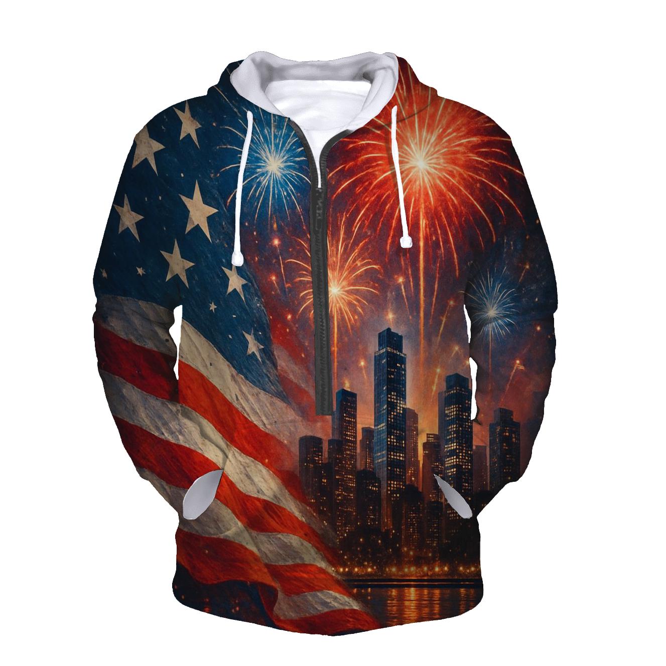 Firework Ribbon Skyline printed hoodies