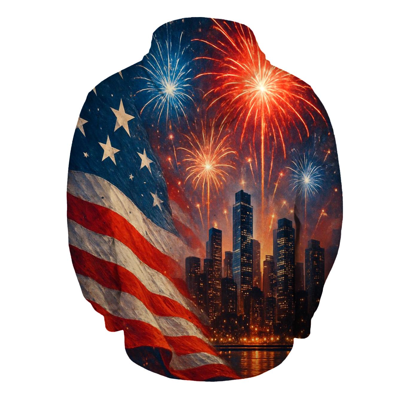 Firework Ribbon Skyline printed hoodies