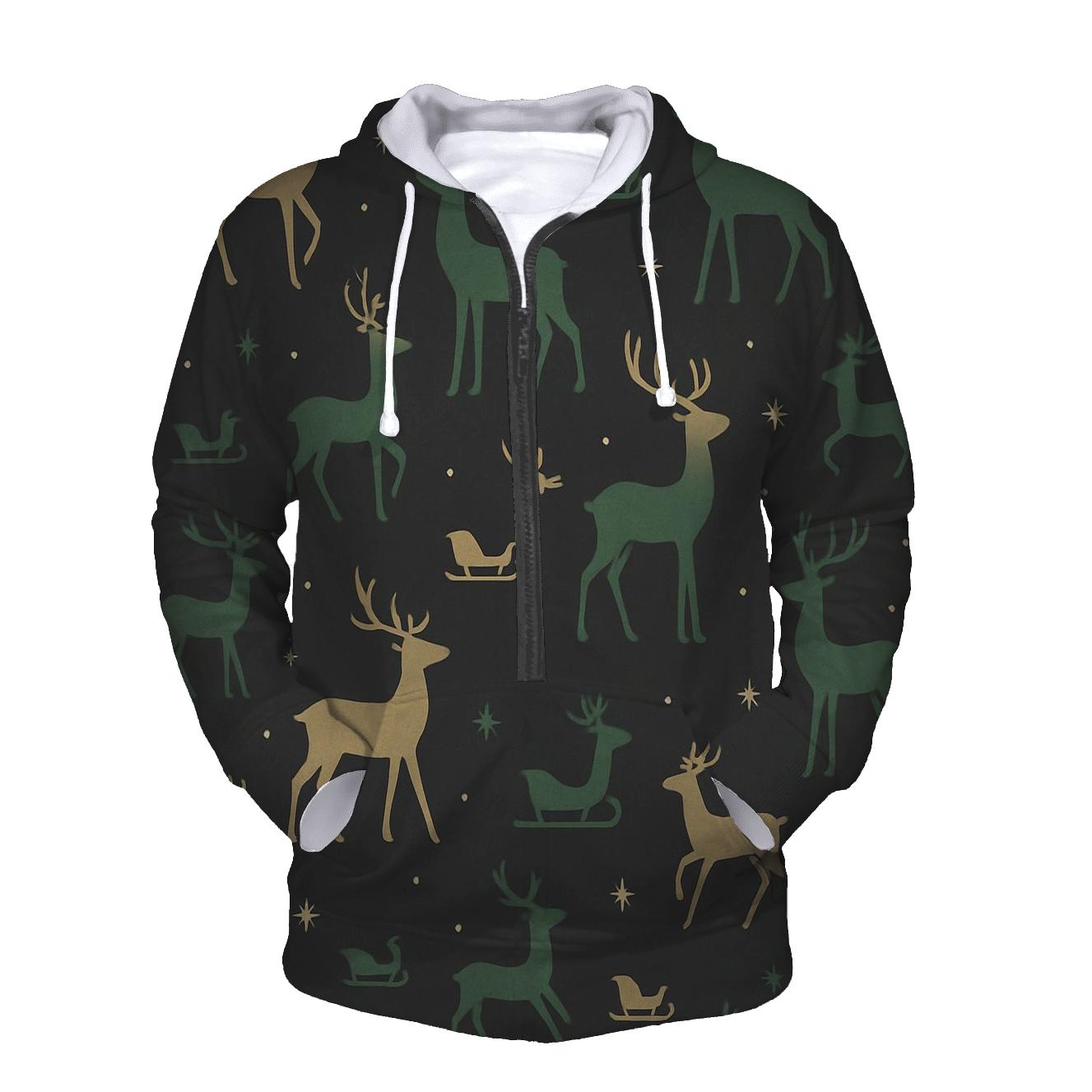 Reindeer Silhouette Scatter On Charcoal Background hoodie trends