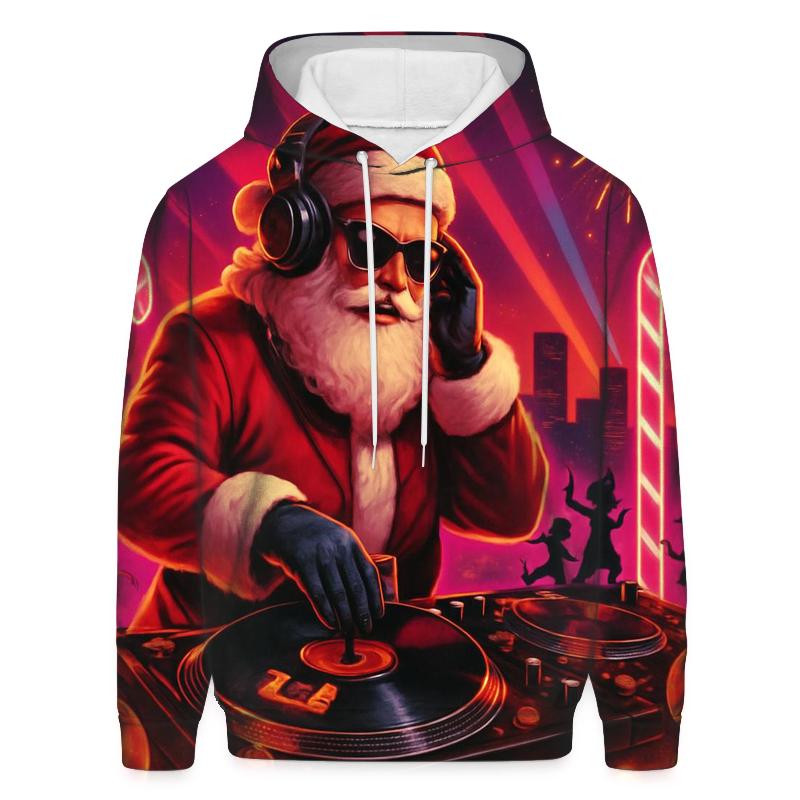 Synthwave Santa DJ pullover hoodies