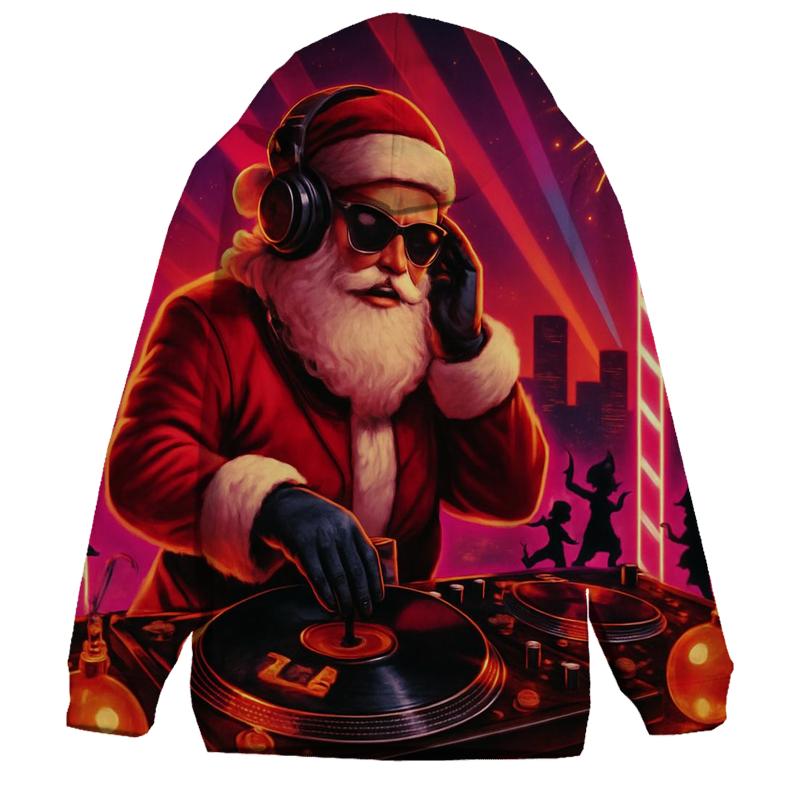 Synthwave Santa DJ pullover hoodies