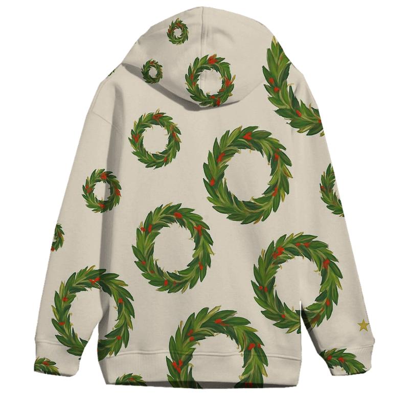 Wreath Motif Progression On Ivory Background heavyweight hoodies
