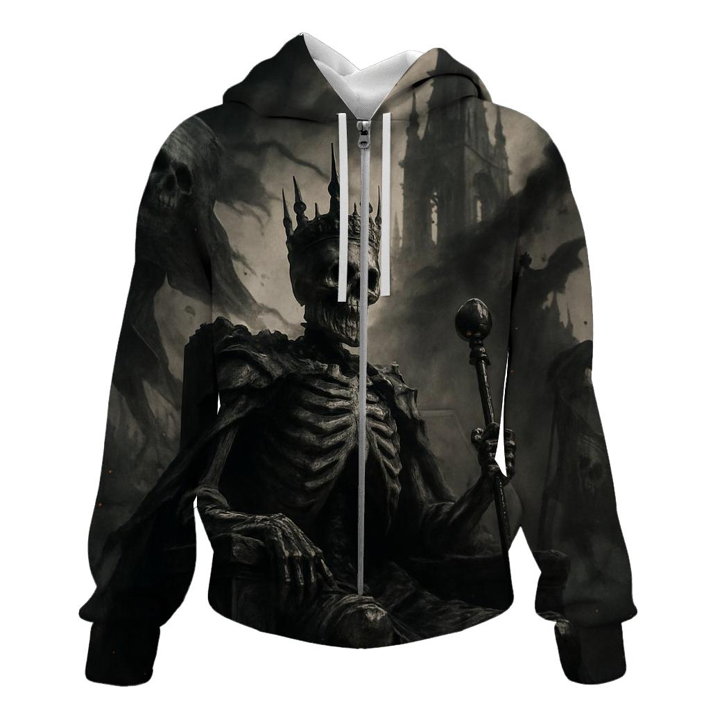 Ashen Throne Of The Skeleton King zip-up hoodies
