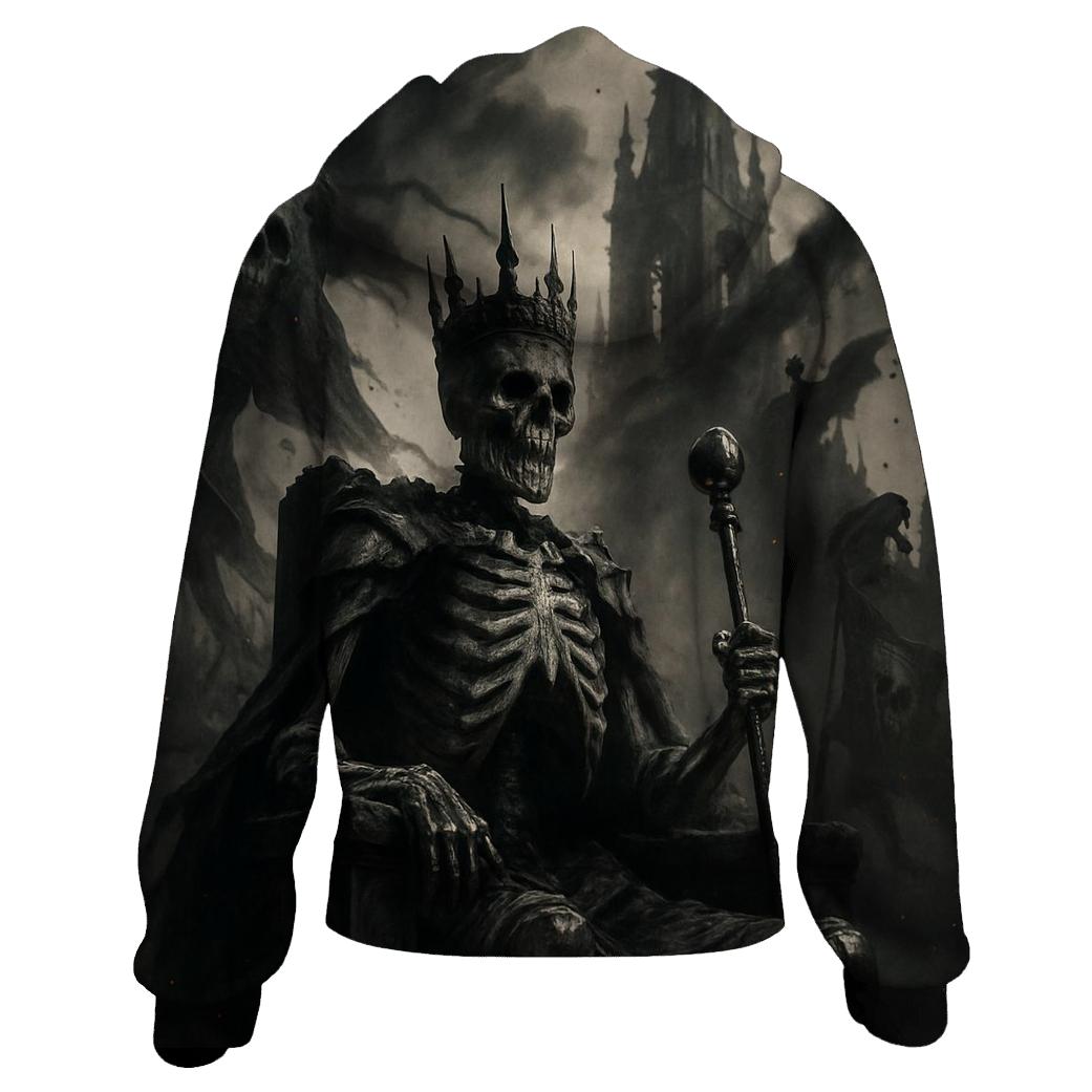 Ashen Throne Of The Skeleton King zip-up hoodies