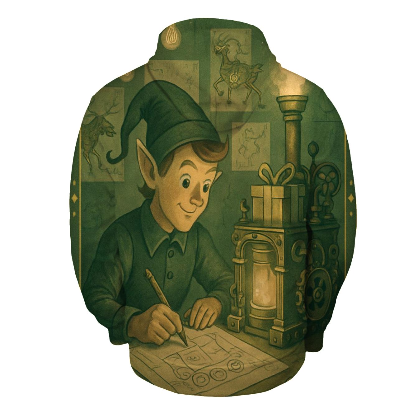 Elf Workshop Blueprint zip-up hoodies