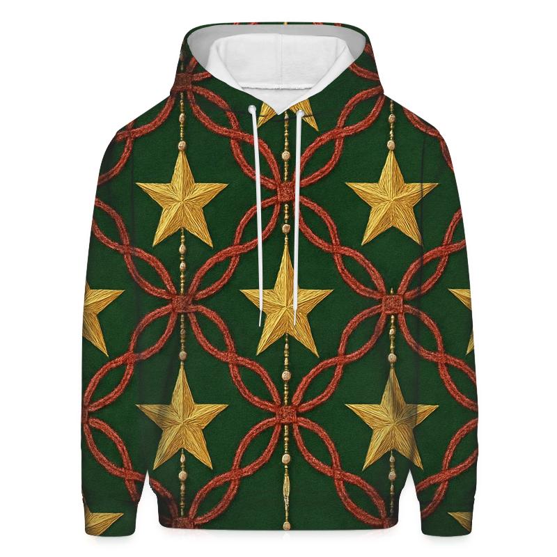 Star Garland Lattice On Green Background graphic hoodies