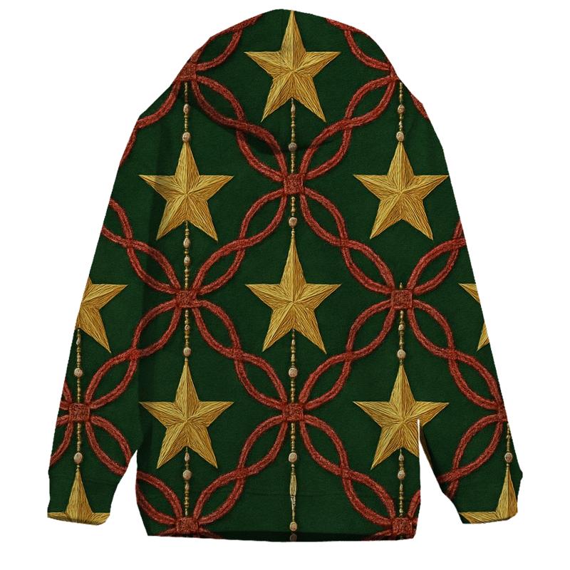 Star Garland Lattice On Green Background graphic hoodies