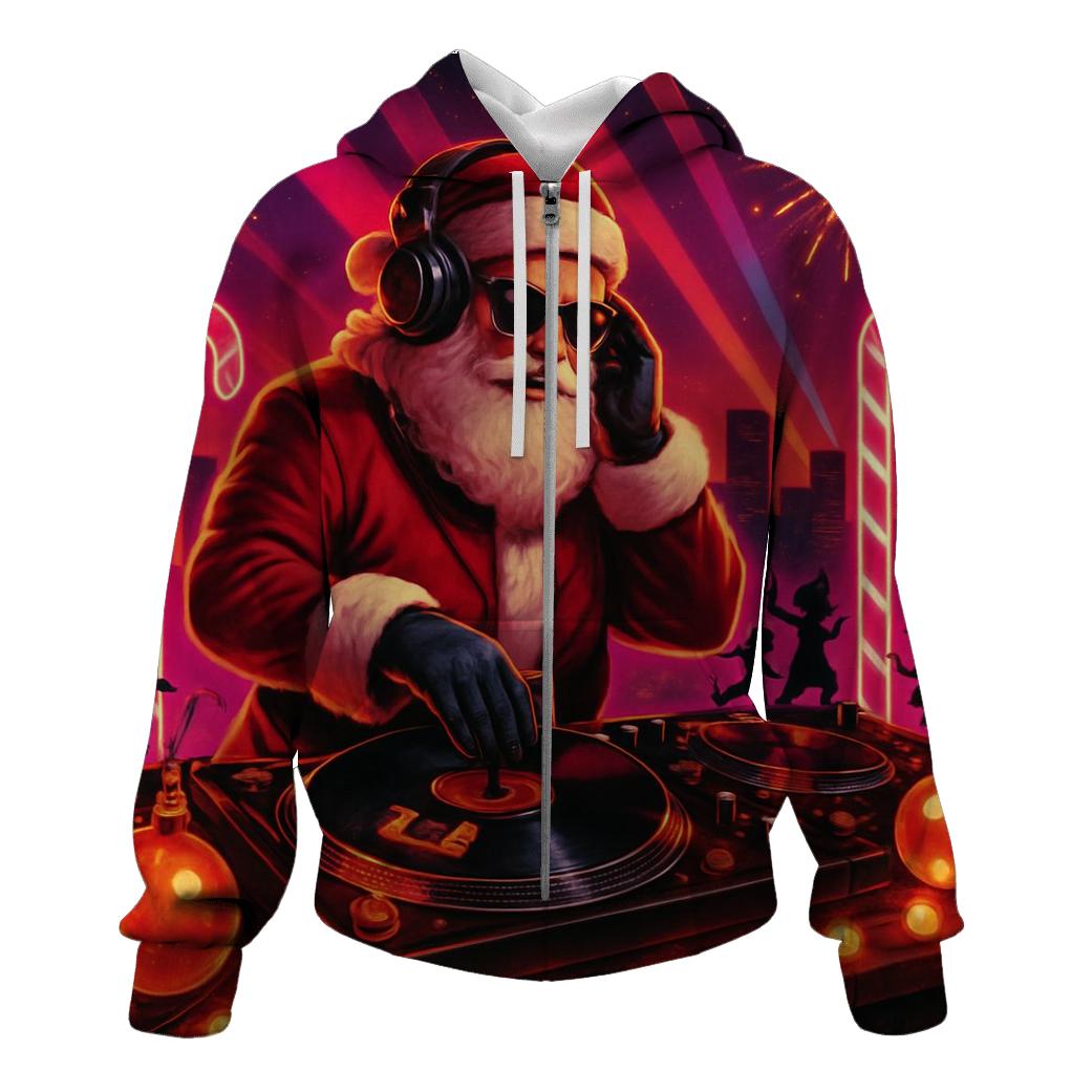Synthwave Santa DJ printed hoodies