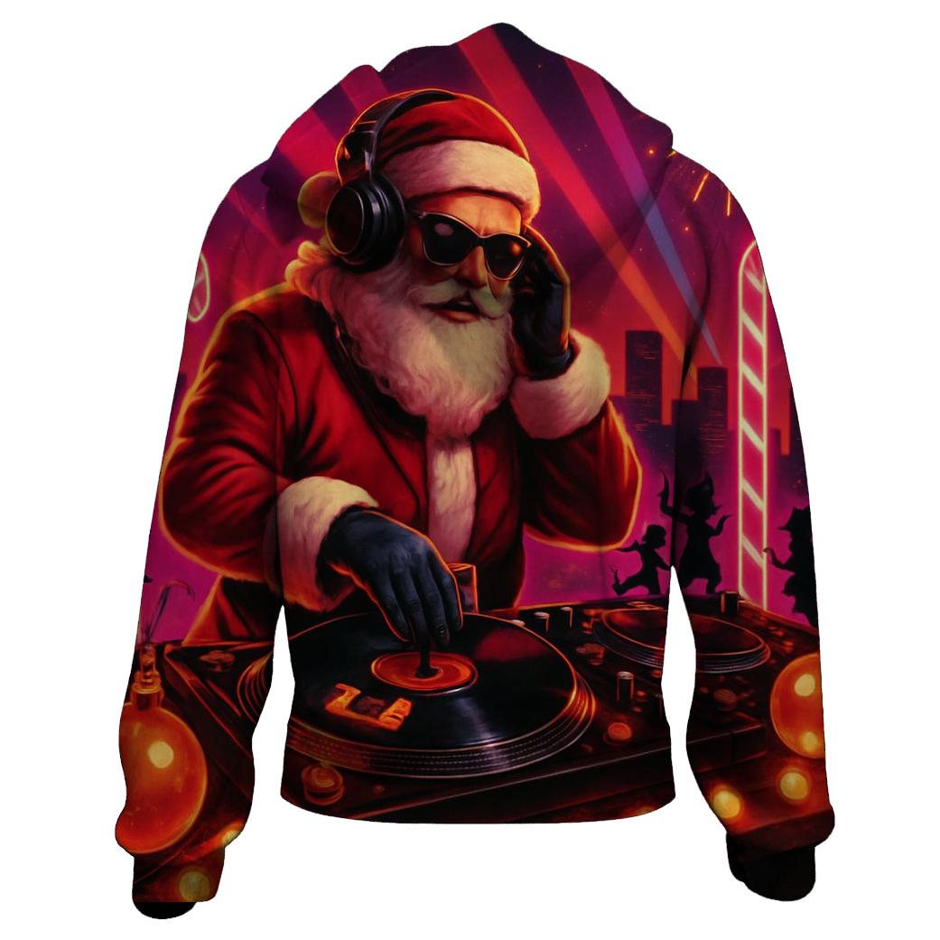 Synthwave Santa DJ printed hoodies