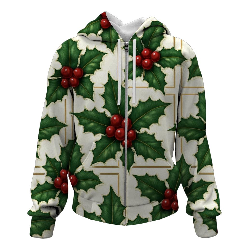 Crimson Holly Grid On White Background hoodie trends