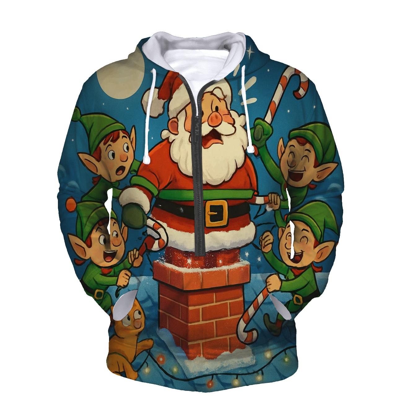 Santa Stuck Chimney Caper pullover hoodies