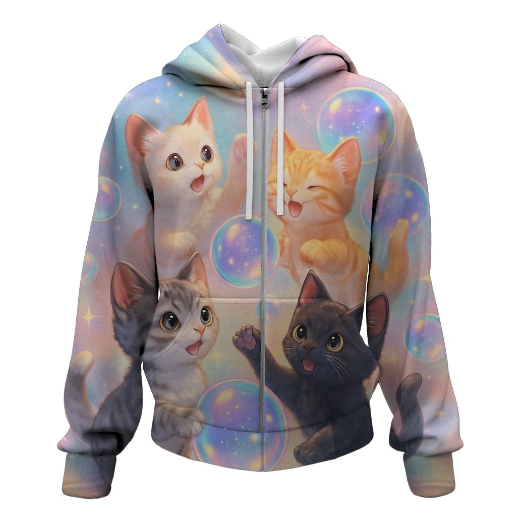 Bubble Bath Star Kittens printed hoodies