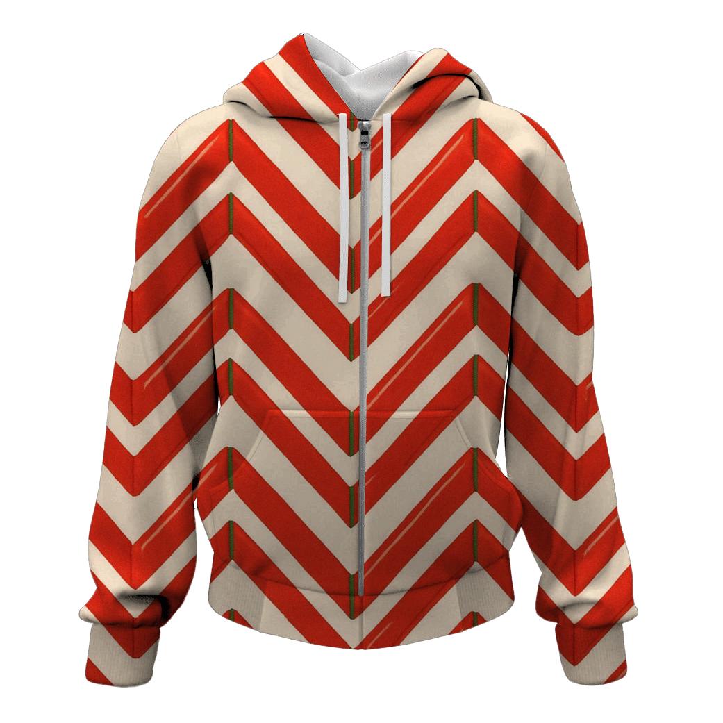 Candy Cane Chevron On Ivory Background lightweight hoodies
