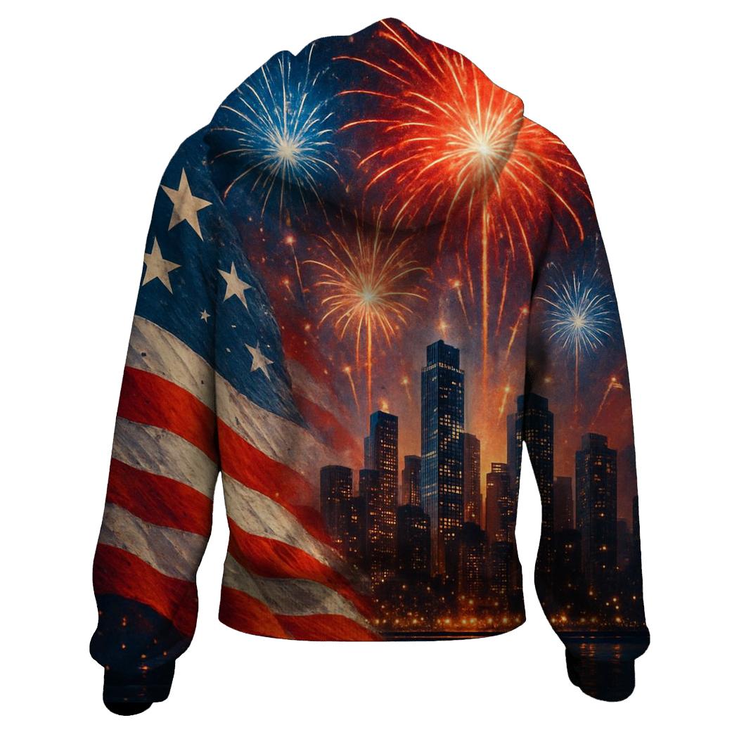 Firework Ribbon Skyline zip-up hoodies
