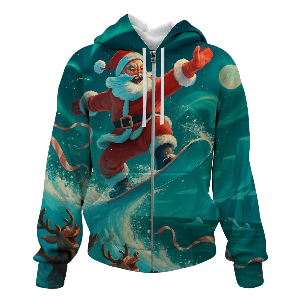 Polar Surfing Santa zip-up hoodies