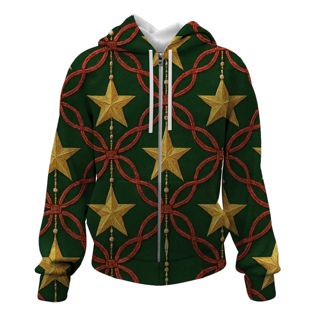 Star Garland Lattice On Green Background hoodie styles