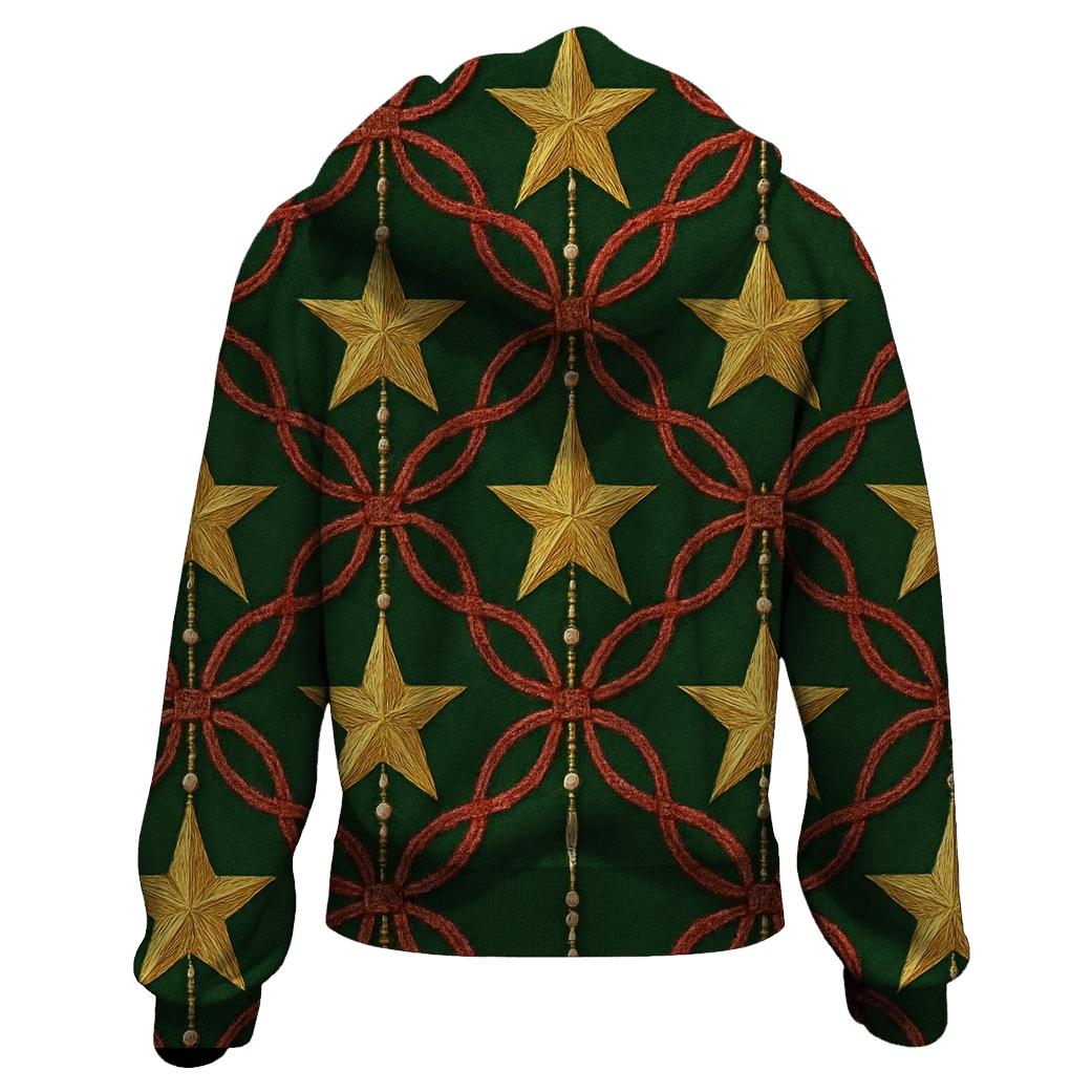 Star Garland Lattice On Green Background hoodie styles