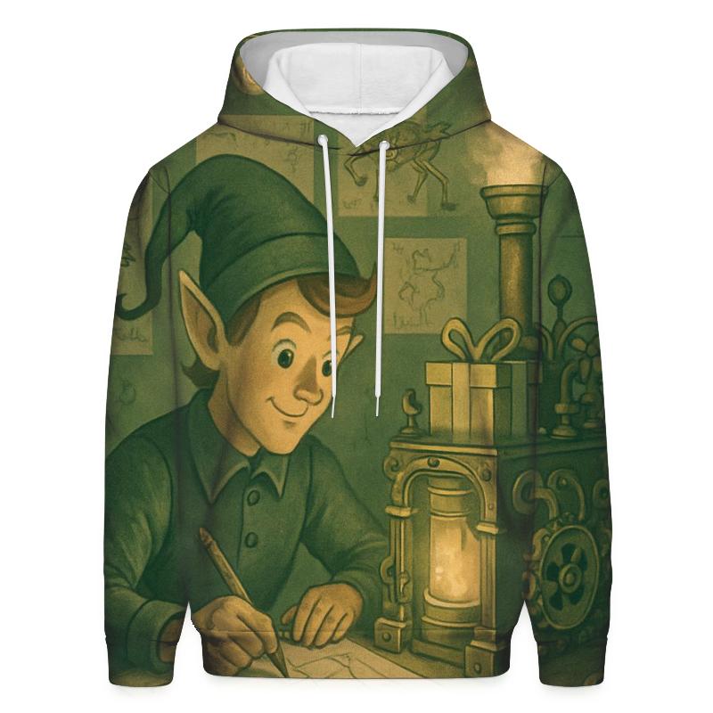 Elf Workshop Blueprint printed hoodies