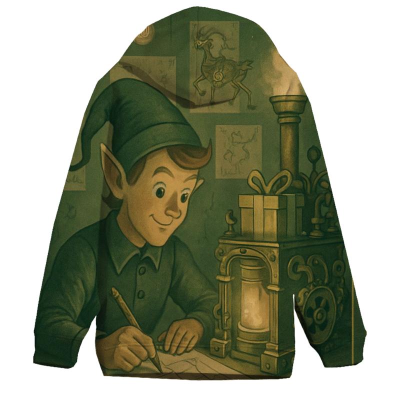 Elf Workshop Blueprint printed hoodies