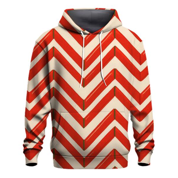 Candy Cane Chevron On Ivory Background heavyweight hoodies