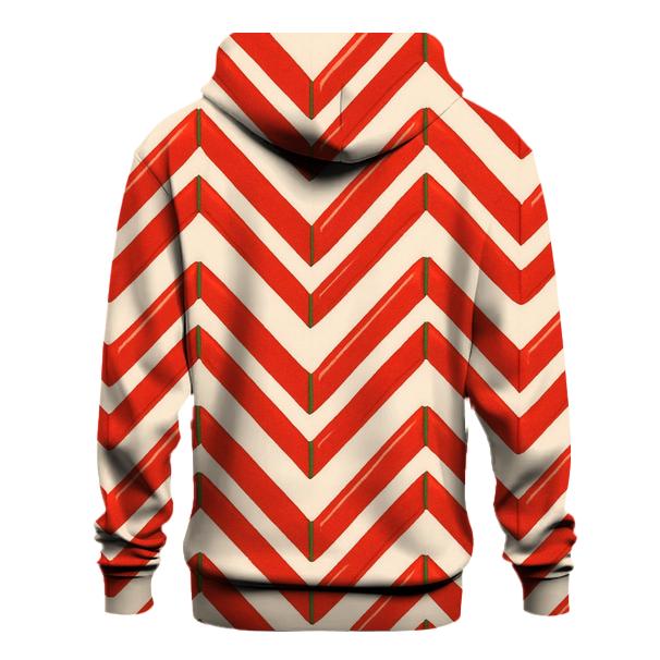 Candy Cane Chevron On Ivory Background heavyweight hoodies