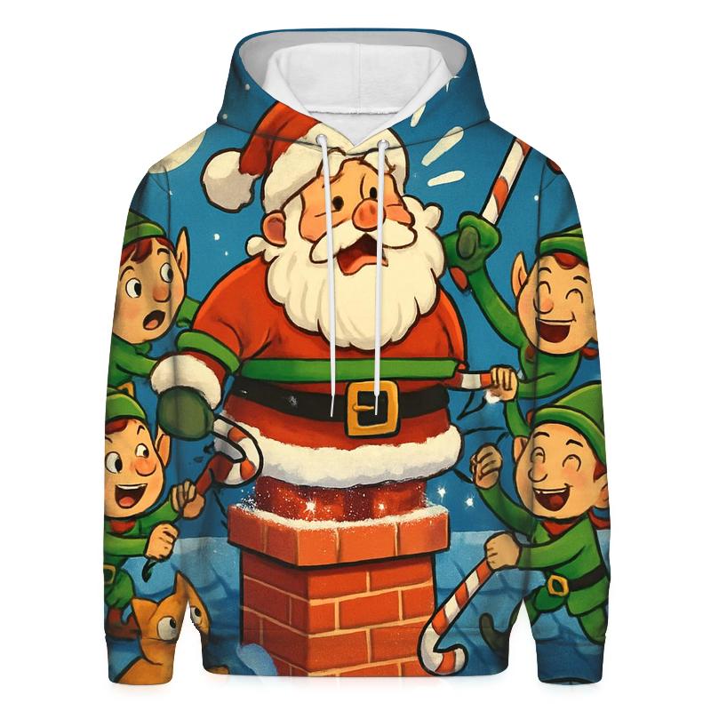 Santa Stuck Chimney Caper graphic hoodies