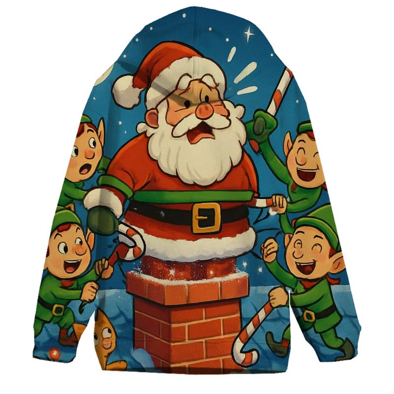 Santa Stuck Chimney Caper graphic hoodies