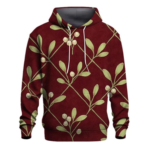 Mistletoe Lattice On Burgundy Background custom hoodies