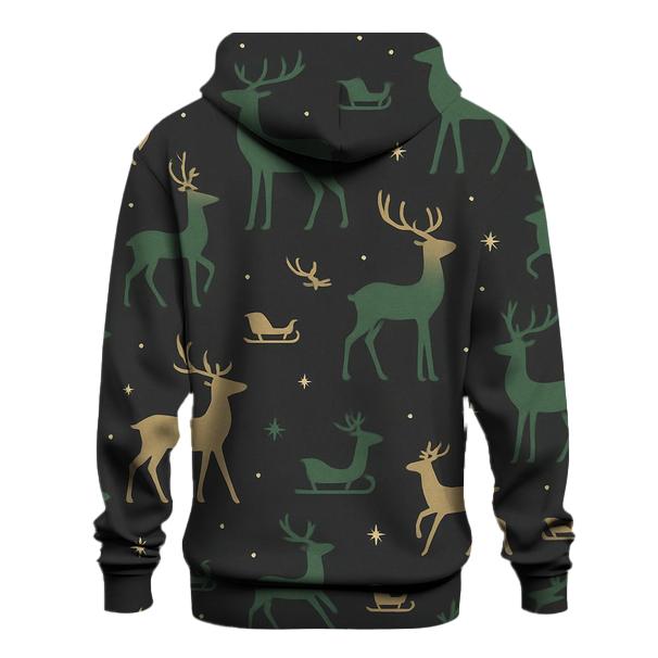 Reindeer Silhouette Scatter On Charcoal Background embroidered hoodies