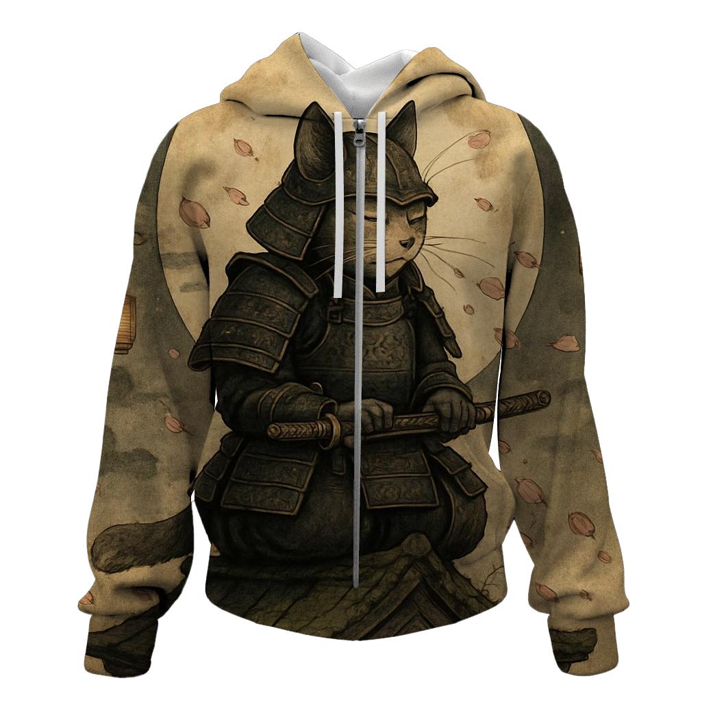 Samurai Moon Whisper embroidered hoodies