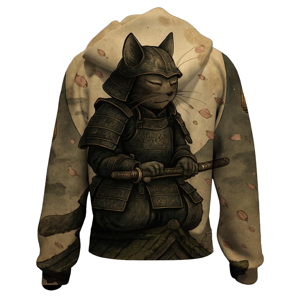 Samurai Moon Whisper embroidered hoodies