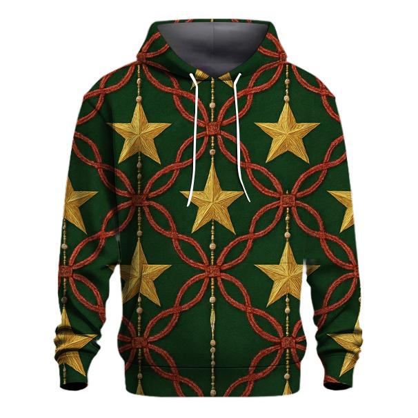 Star Garland Lattice On Green Background hoodie designs