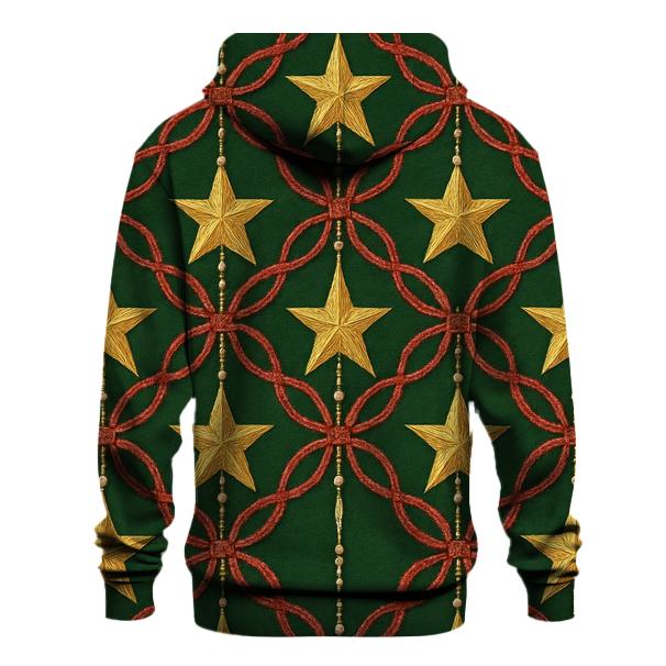 Star Garland Lattice On Green Background hoodie designs