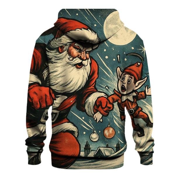 Vintage Comic Rescue Santa lightweight hoodies