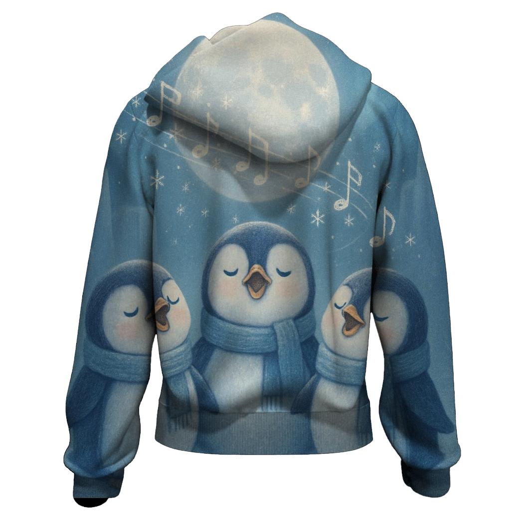 Penguin Carolers By Moonlight premium hoodies