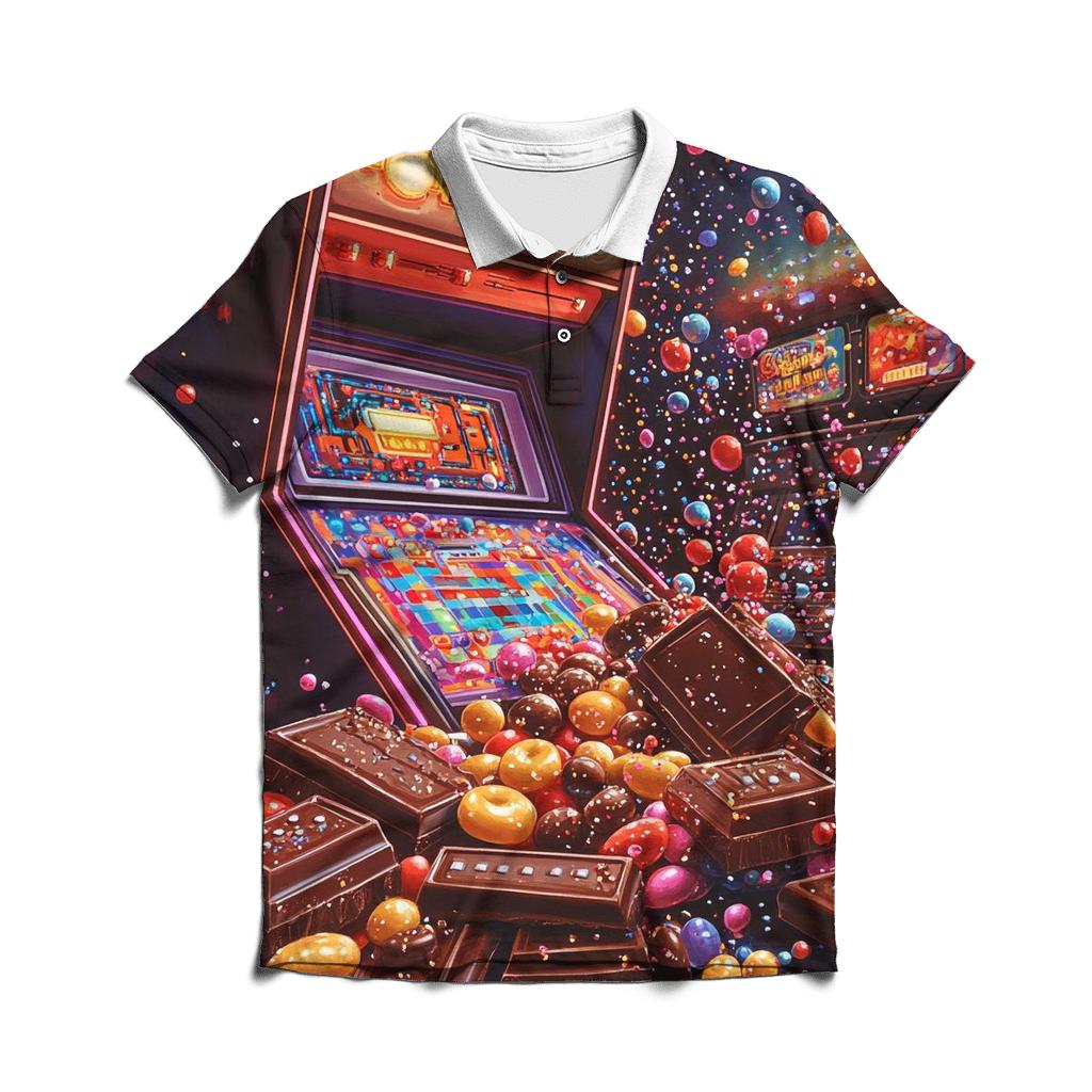 Pixelated Candy Arcade casual sports polo shirts
