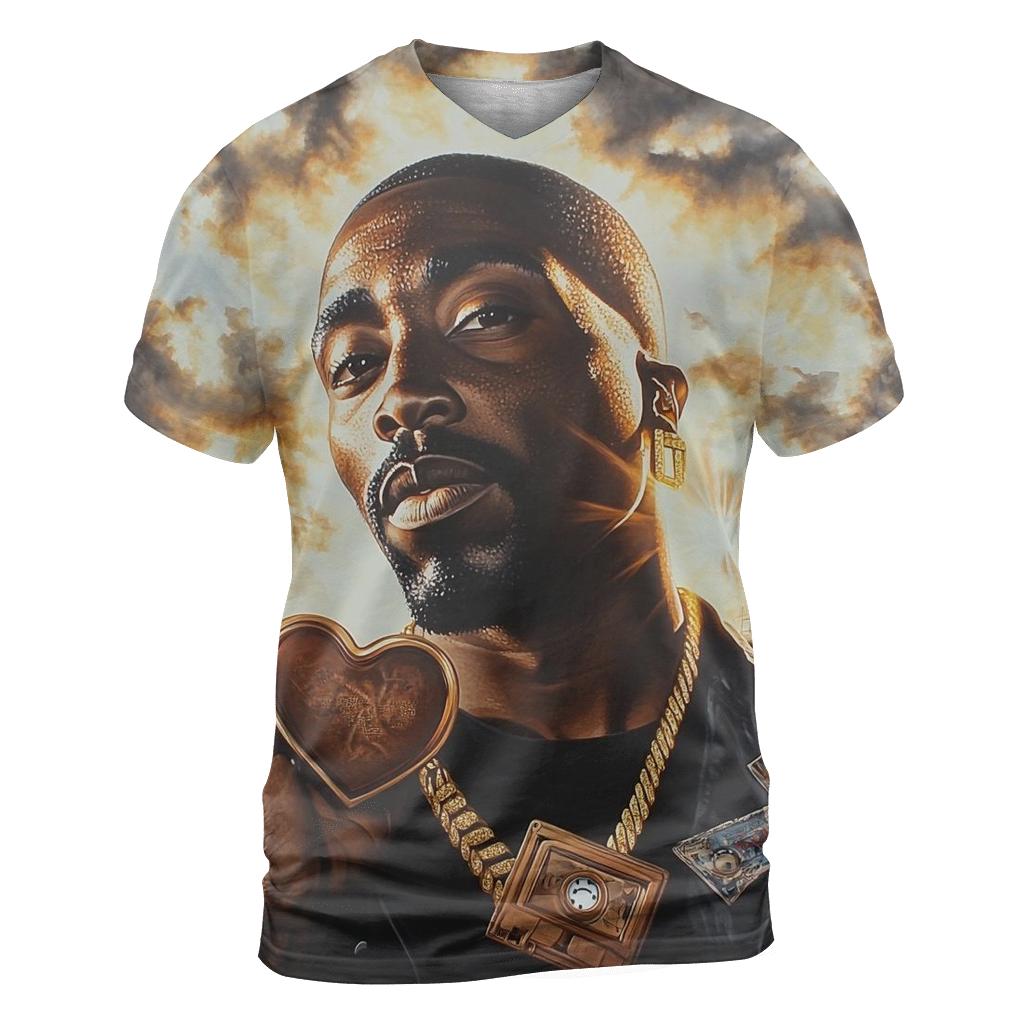 Pacs Poetic Sunset vibrant all-over design tees