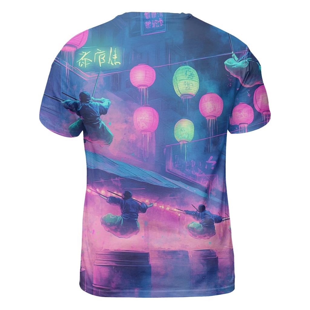 Night Market Neon Ninjas artistic all-over print tops