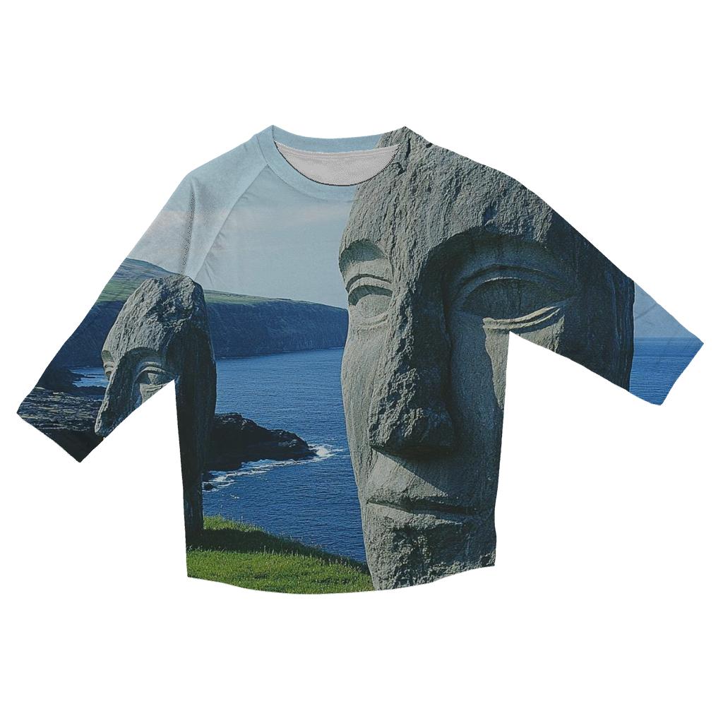 Moai Statues - Easter Island printed three quarter sleeve shirts