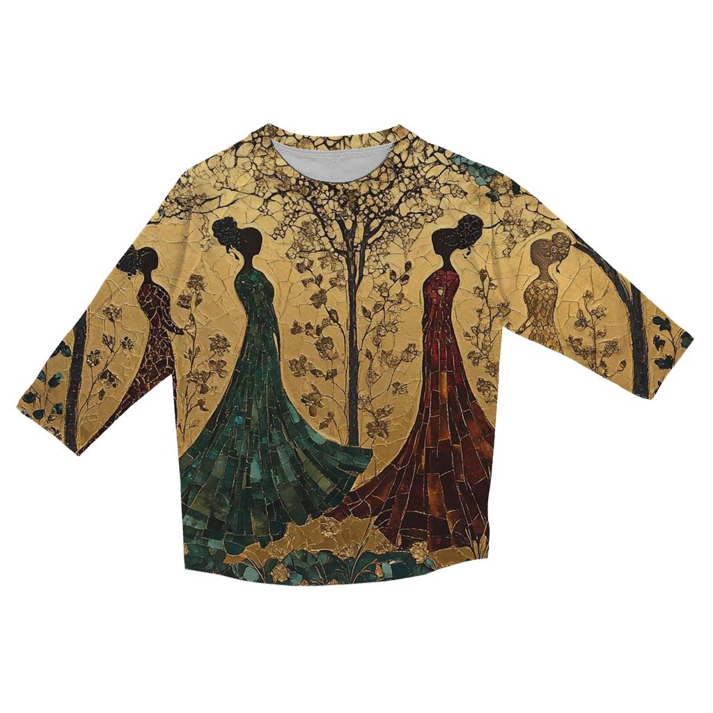 Klimt Inspired Golden Garden cotton quarter sleeve shirts