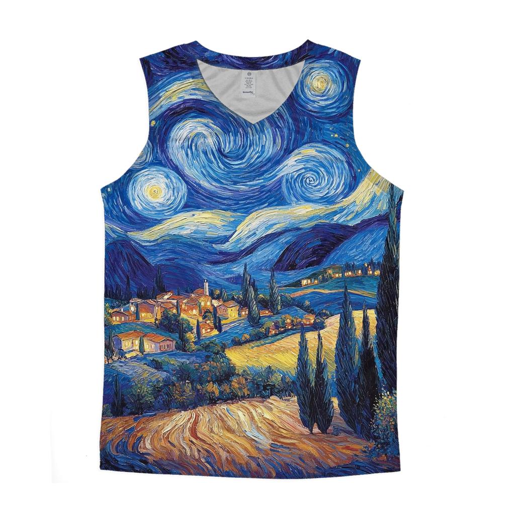 Van Gogh Inspired Starry Countryside designer workout tanks