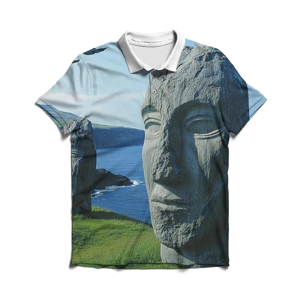 Moai Statues - Easter Island stylish collar polo tees