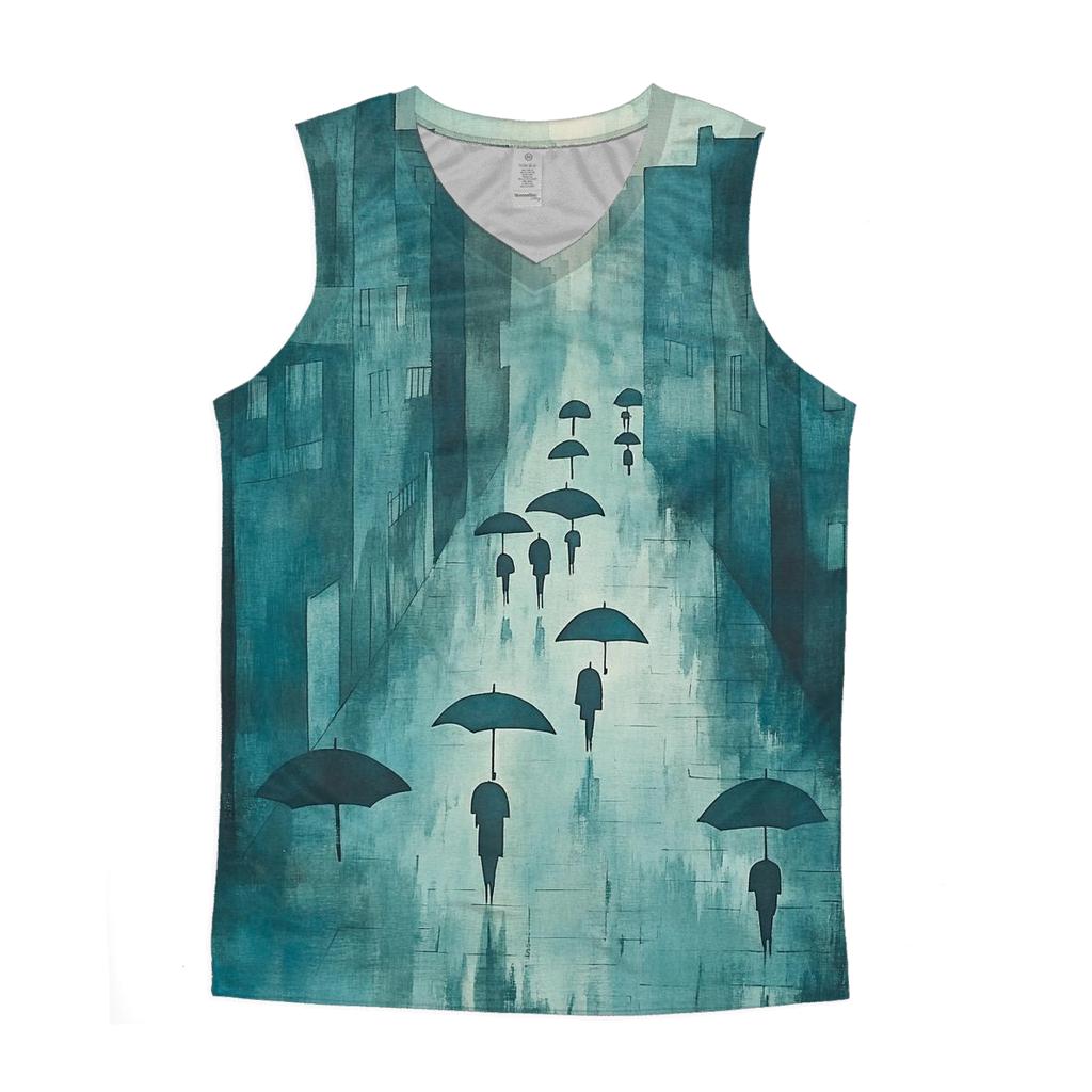 Hiroshige Inspired Rainy City Street designer workout tanks