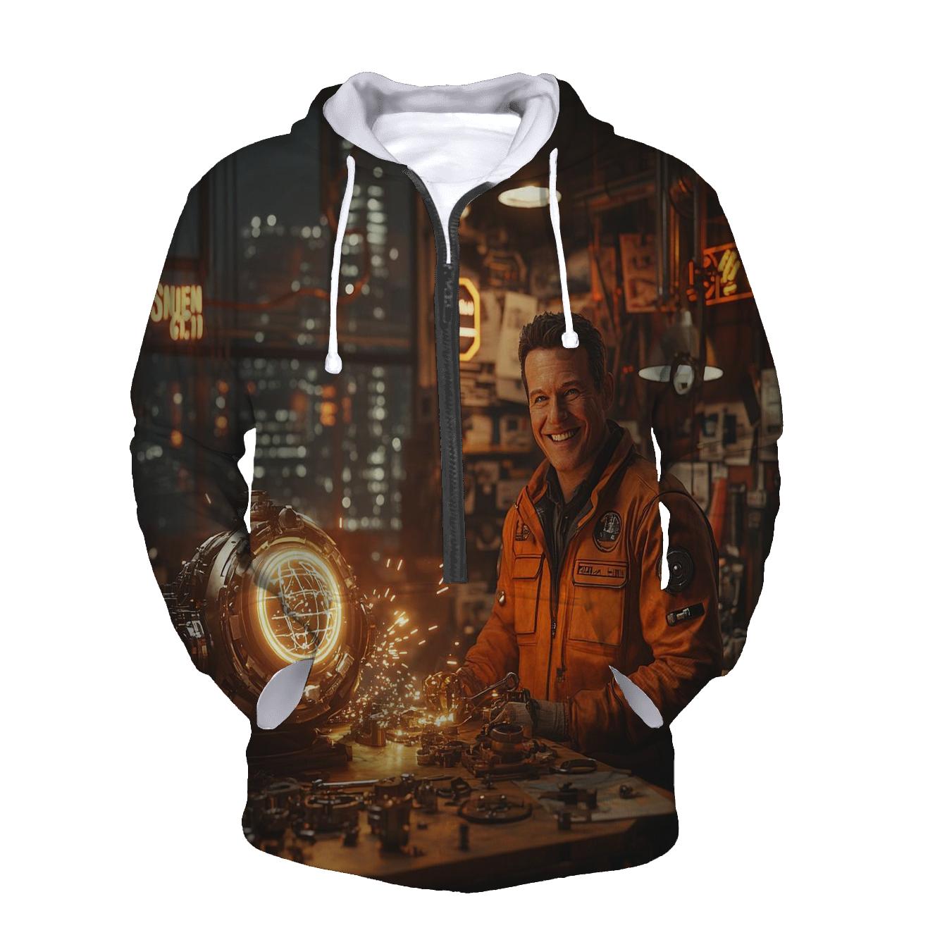 Sam Rockwell: Greasy Charm Of The Industrial Inventor printed hoodies