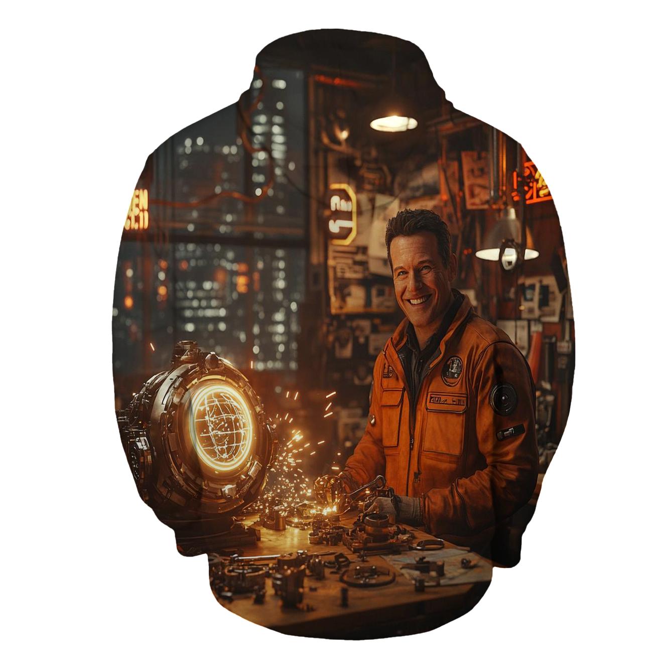 Sam Rockwell: Greasy Charm Of The Industrial Inventor printed hoodies