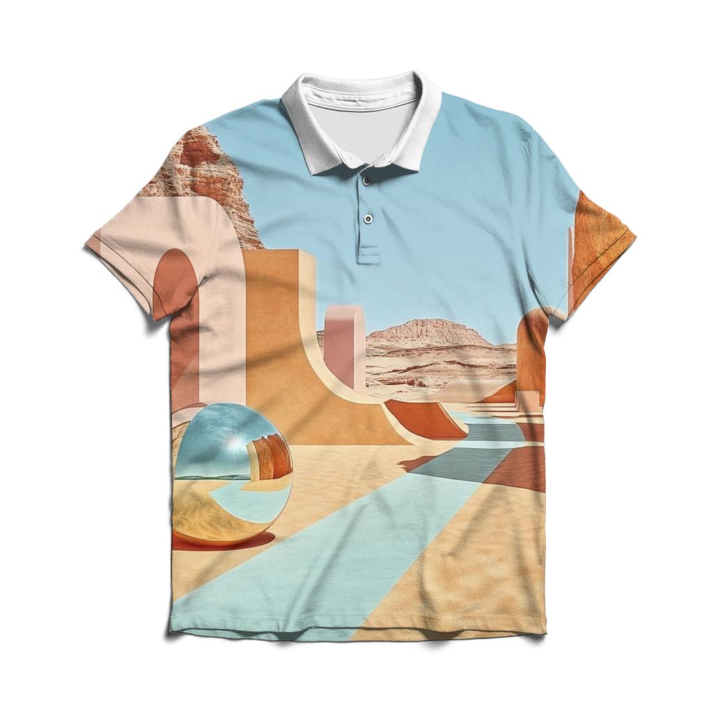 Dali Inspired Desert Dreams casual sports polo shirts