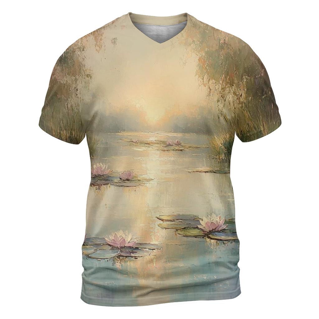 Monet Inspired Water Lilies At Dawn statement graphic shirts