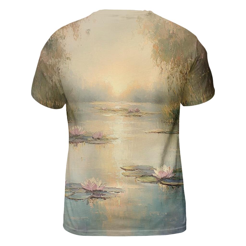 Monet Inspired Water Lilies At Dawn statement graphic shirts