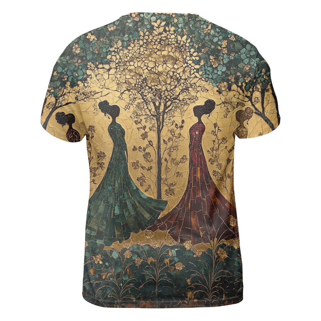 Klimt Inspired Golden Garden creative print fashion shirts
